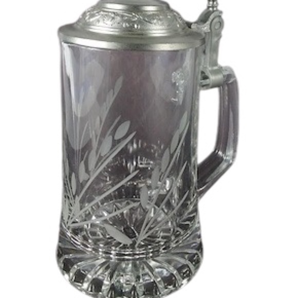 Vintage German Crystal Joska Waldglashutte Bodenmais Stein With Wheat Etching - Picture 5 of 13